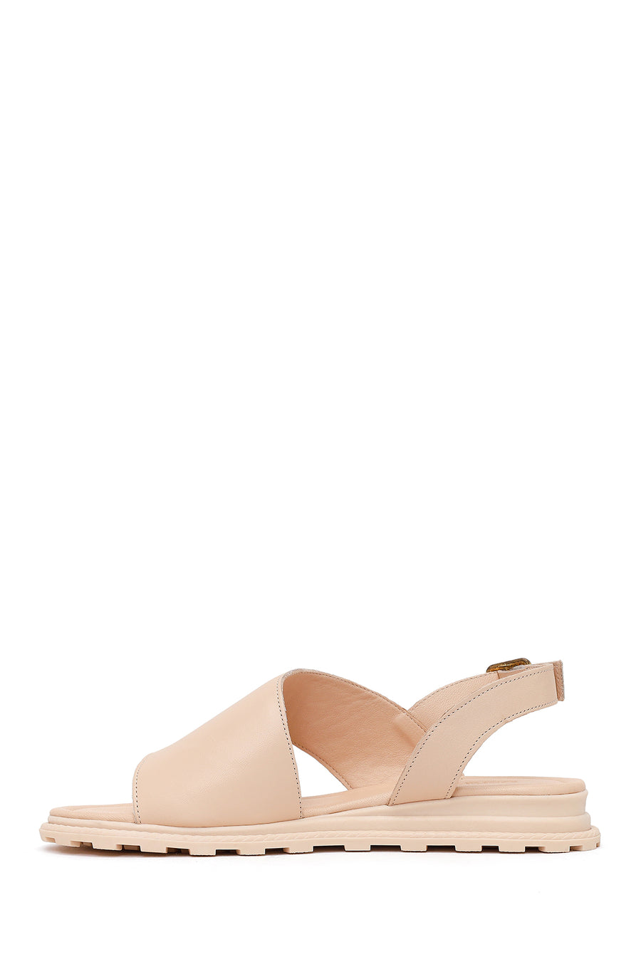 Woman Beige Buckled Leather Sandal