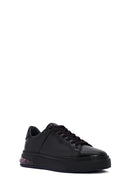 Men's Black Lace-Up Thick Sole Leather Sneakers | Derimod