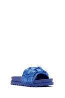 Women's Blue Knitted Detailed Jelly Slippers | Derimod