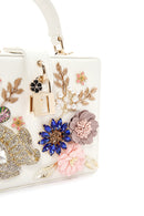 Women's White Long Chain Strap Stone Cross Bag | Derimod