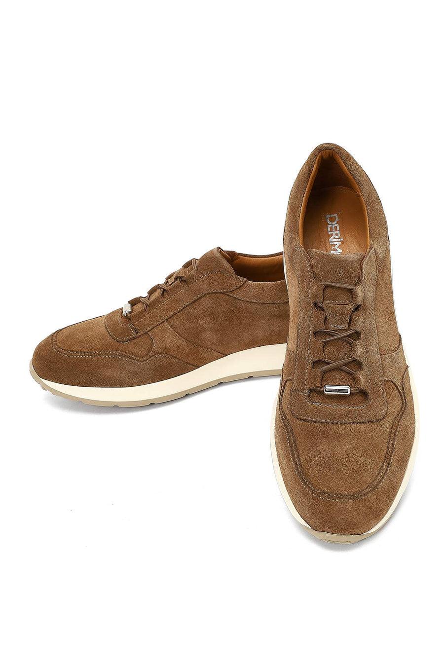 Men's Tan Lace-Up Suede Leather Sneaker