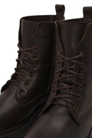 Woman Brown Zip Closure Thick-Soled Leather Combat Boots | Derimod