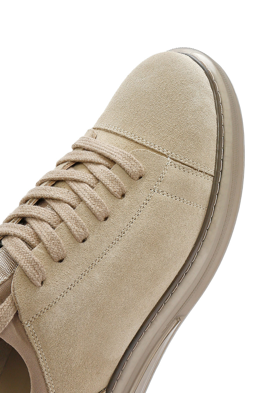 Men's Beige Lace-Up Suede Leather Sneaker