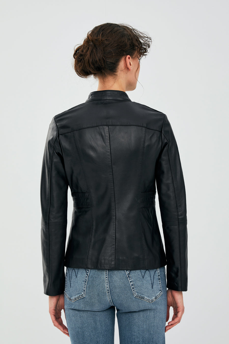 Lydia Women's Black Regular Short Leather Jacket