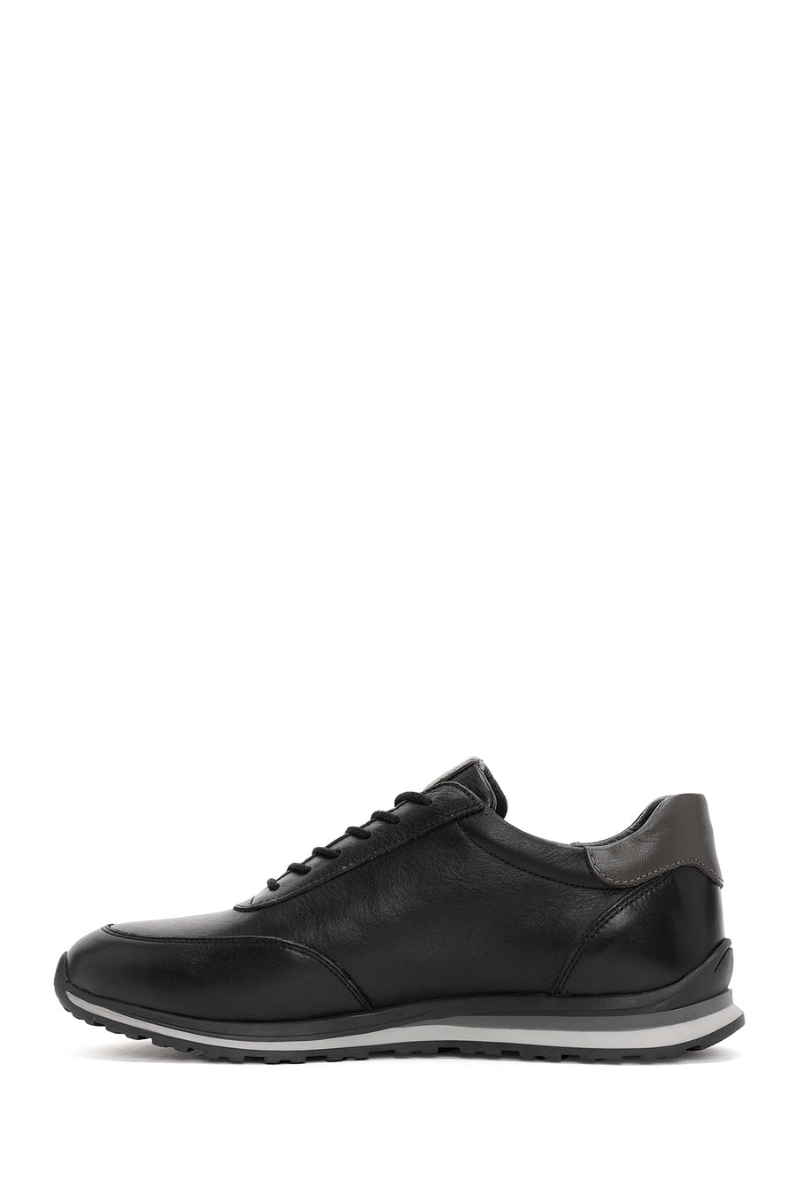 Men's Black Lace-up Leather Sneaker