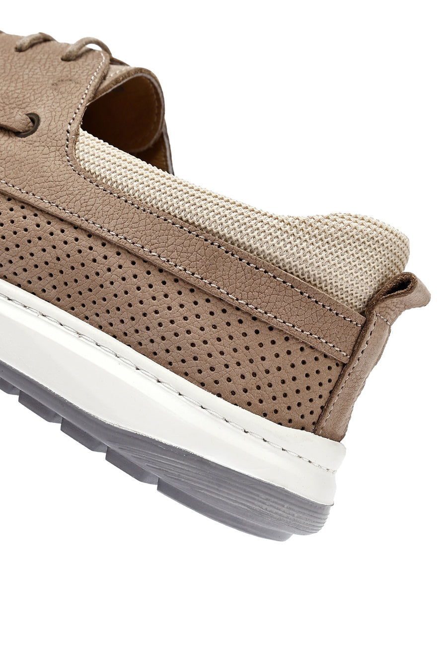 Men's Beige Lace-Up Nubuck Leather Casual Shoes