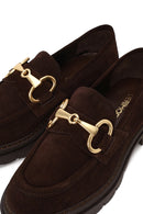 Kadın Kahverengi Tokalı Süet Deri Maskülen Loafer | Derimod