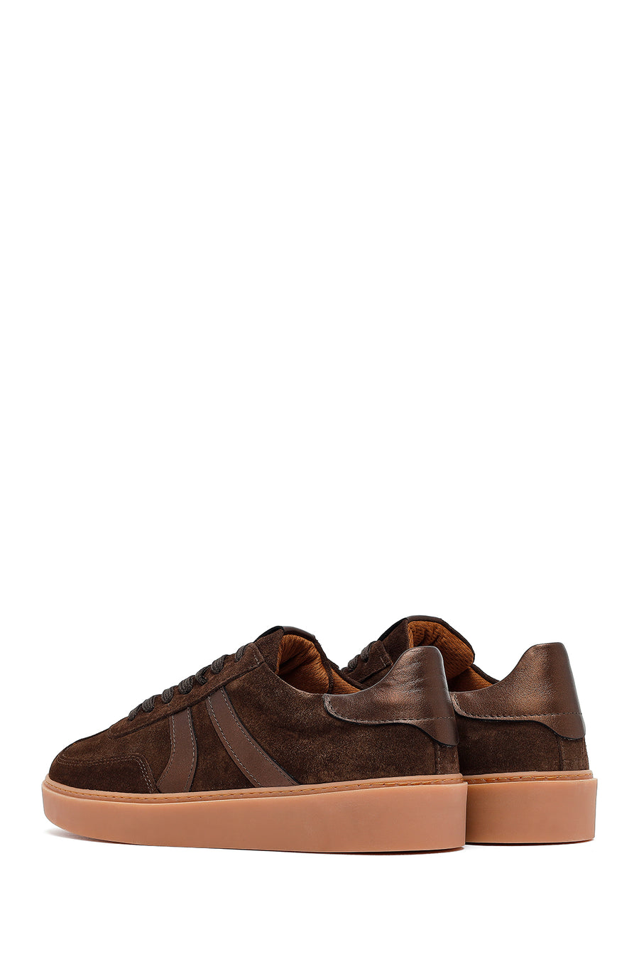 Woman Brown Lace-Up Suede Leather Sneaker