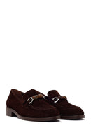 Woman Brown Buckled Suede Masculine Loafer | Derimod