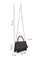 Women's Anthracite Long Strap Stone Mini Handbag | Derimod