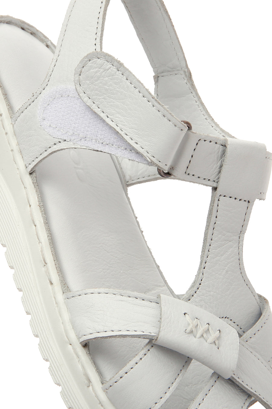 Women's White Strappy Leather Comfort Sandals