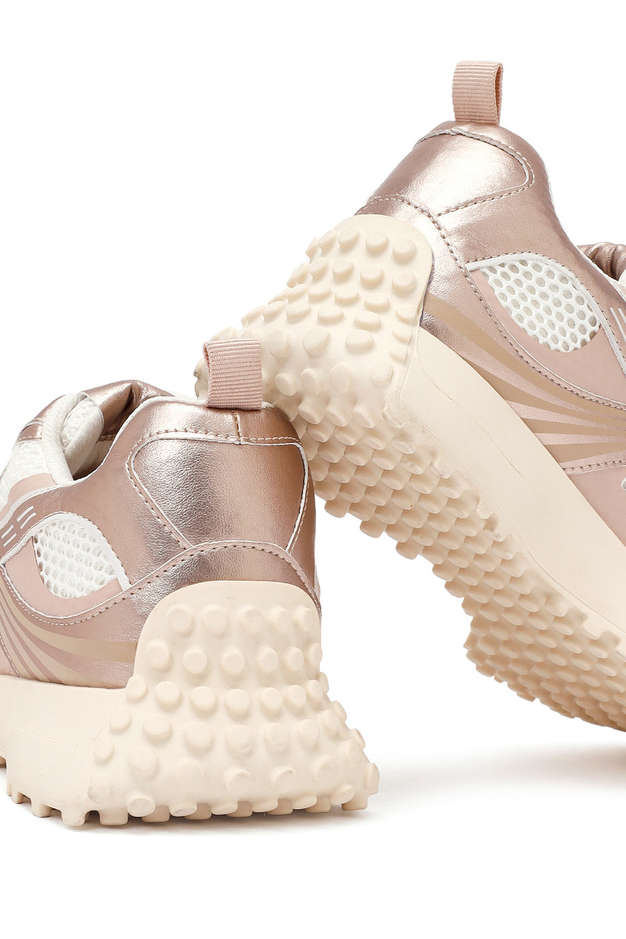 Women's Pink Lace-Up Thick-Soled Sneaker