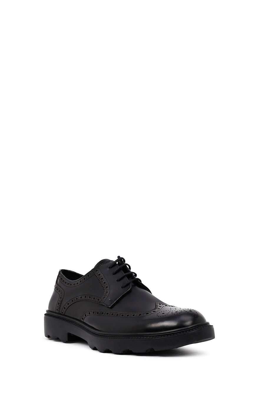 Men's Black Thick-Soled Leather Casual Shoes
