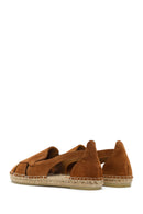 Woman Tan Suede Leather Espadrille Sandals | Derimod