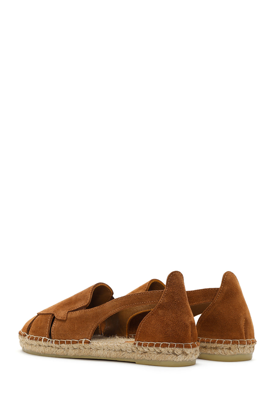 Woman Tan Suede Leather Espadrille Sandals
