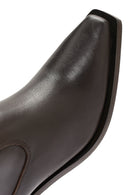 Women's Brown Chunky Heel Leather Cowboy Boots | Derimod