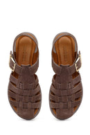 Woman Mink Ankle Buckle Suede Sandal | Derimod