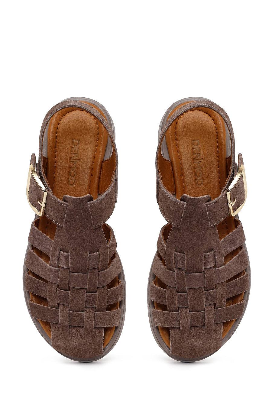 Woman Mink Ankle Buckle Suede Sandal