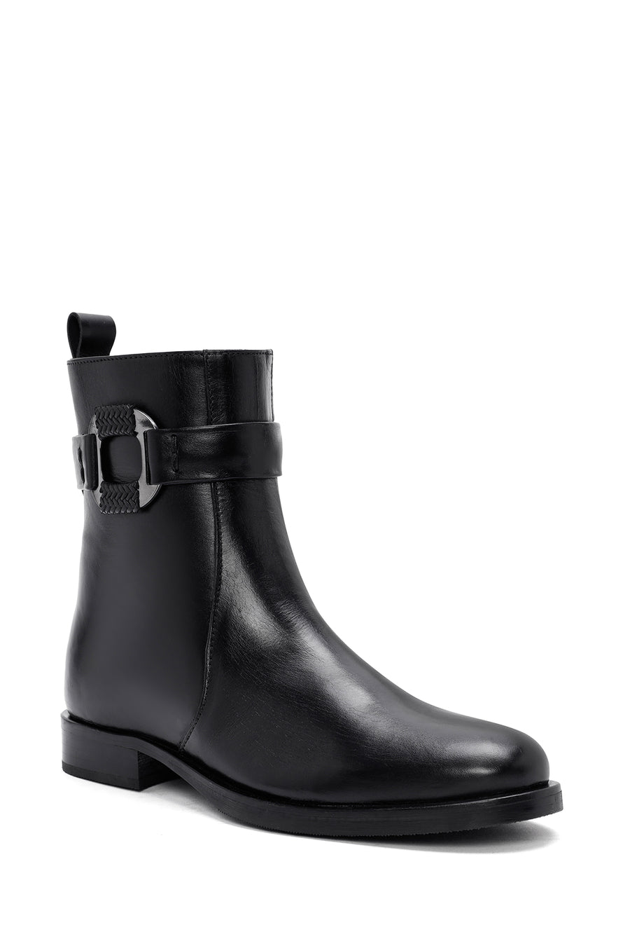 Women's Black Zippered Leather Boots