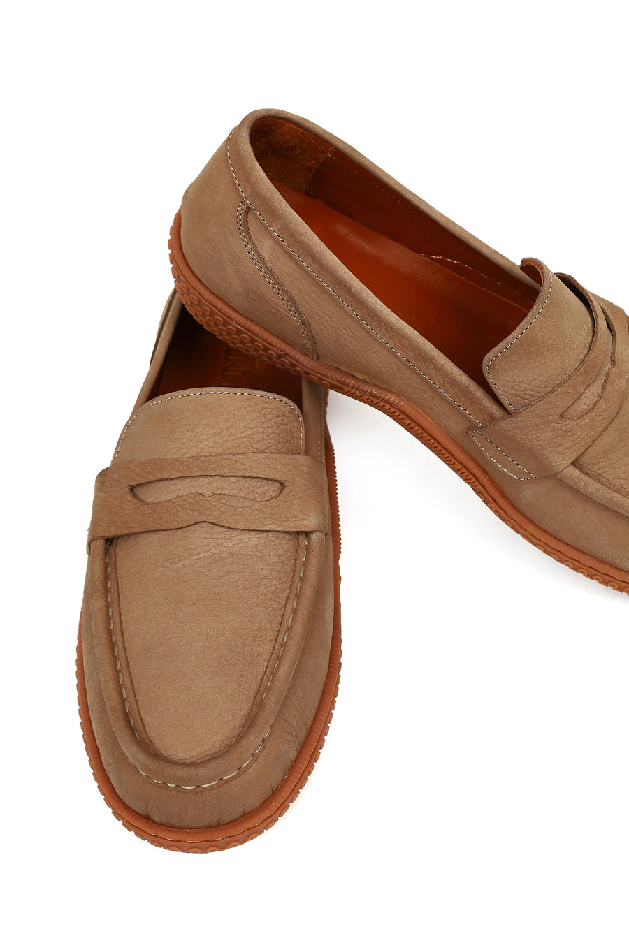 Men's Beige Chunky Sole Nubuck Leather Loafer