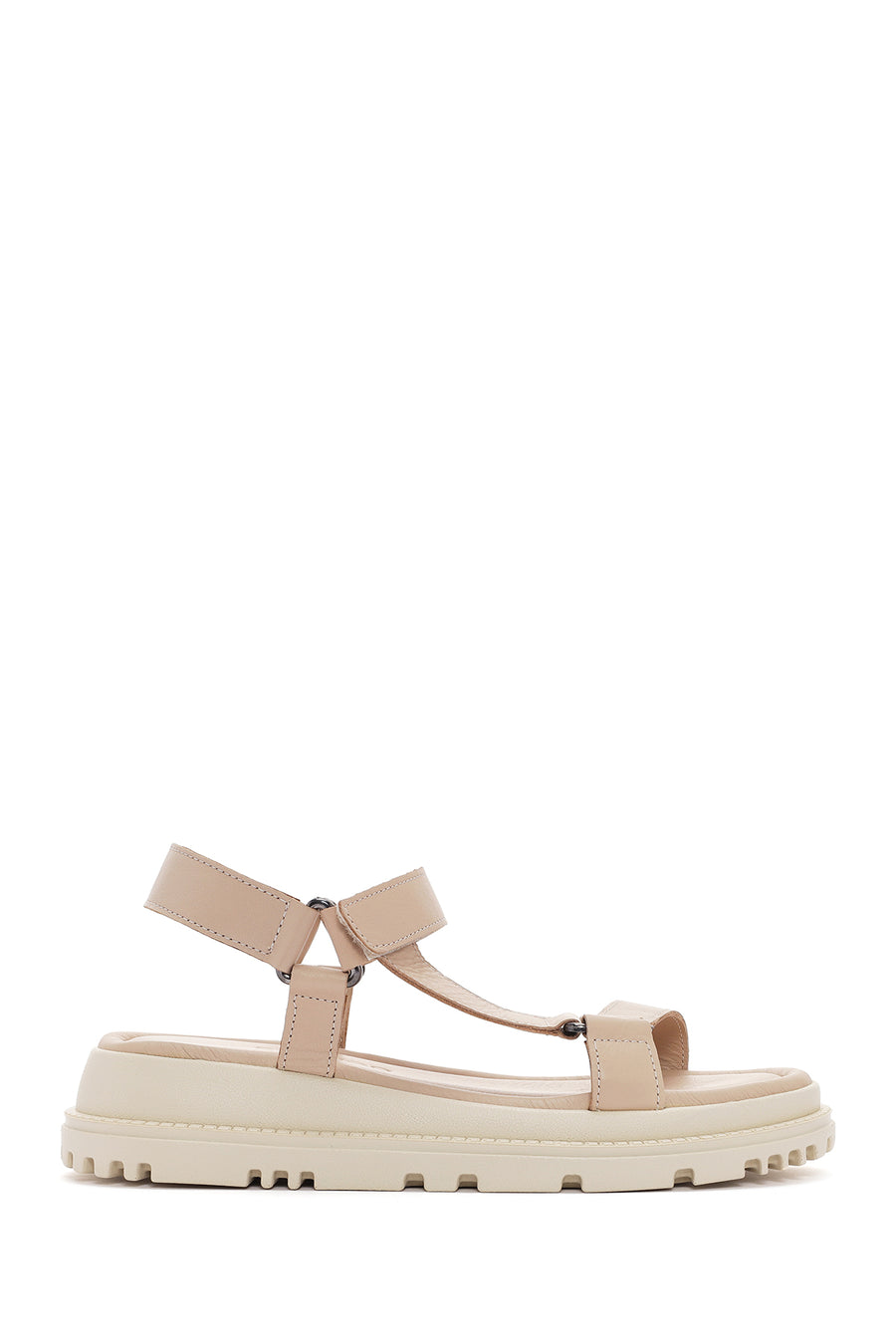 Women's Beige Ankle Strap Leather Comfort Sandals 25SFD300318 | Derimod