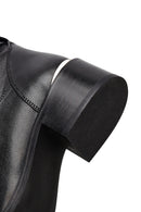 Women's Black Zippered Leather Boots | Derimod