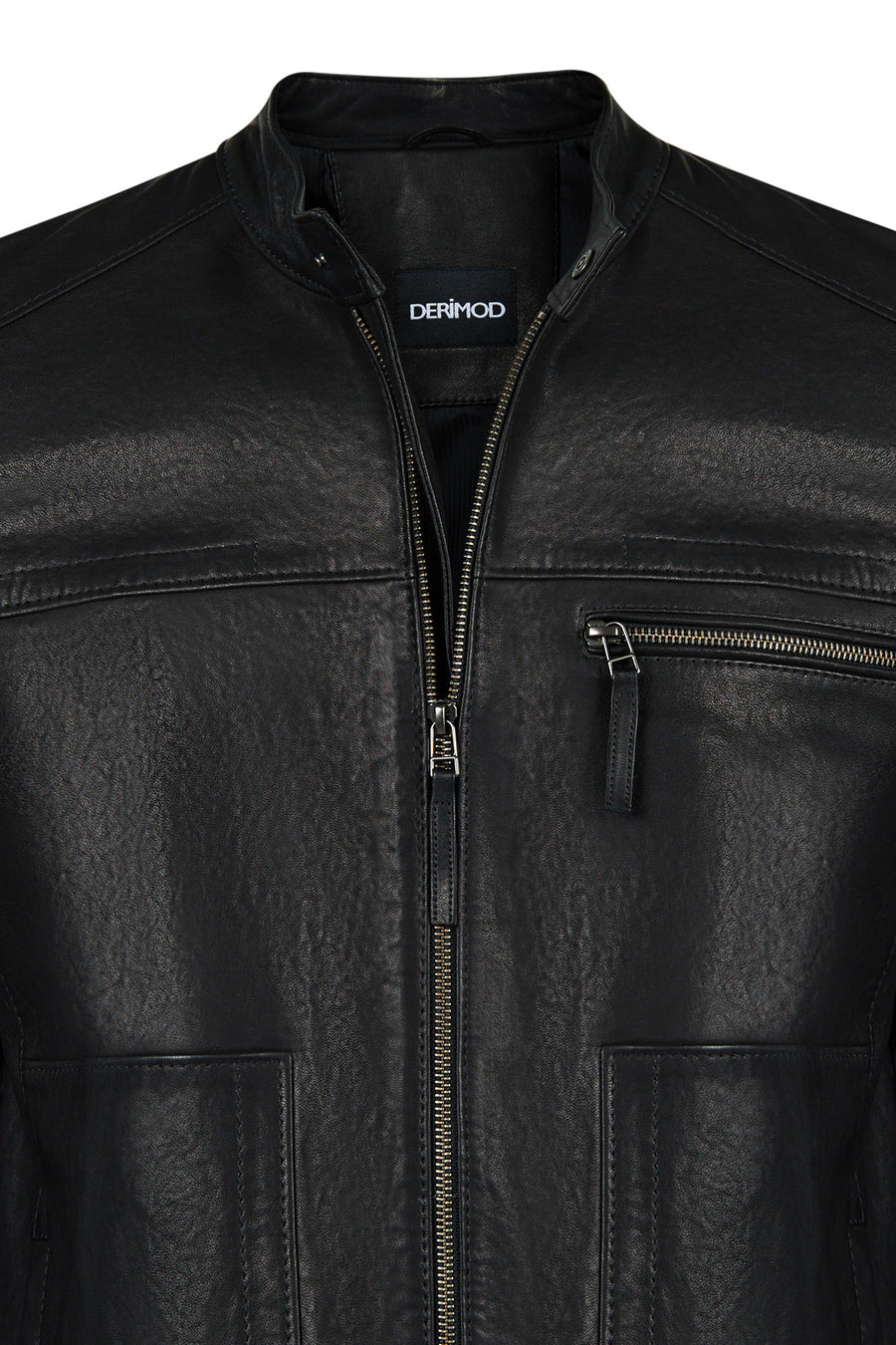 Endrick Male Black Slim-Fit Leather Jacket