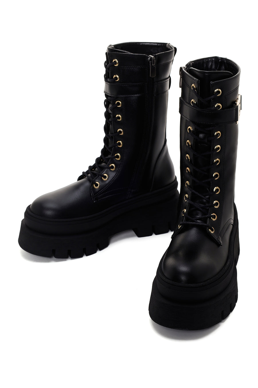 Women's Black Thick Soled Zippered Boots