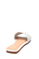 Women's White Braided Casual Flat Slippers | Derimod