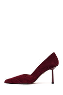 Woman Burgundy Thin-Heeled Suede Stiletto | Derimod