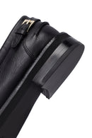 Woman Black Buckled Leather Masculine Loafer | Derimod