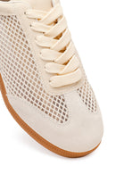 Women's Beige Lace-Up Mesh Suede Leather Sneaker | Derimod
