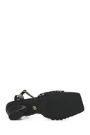 Woman Black Ankle Buckled Chunky Heeled Sandals | Derimod