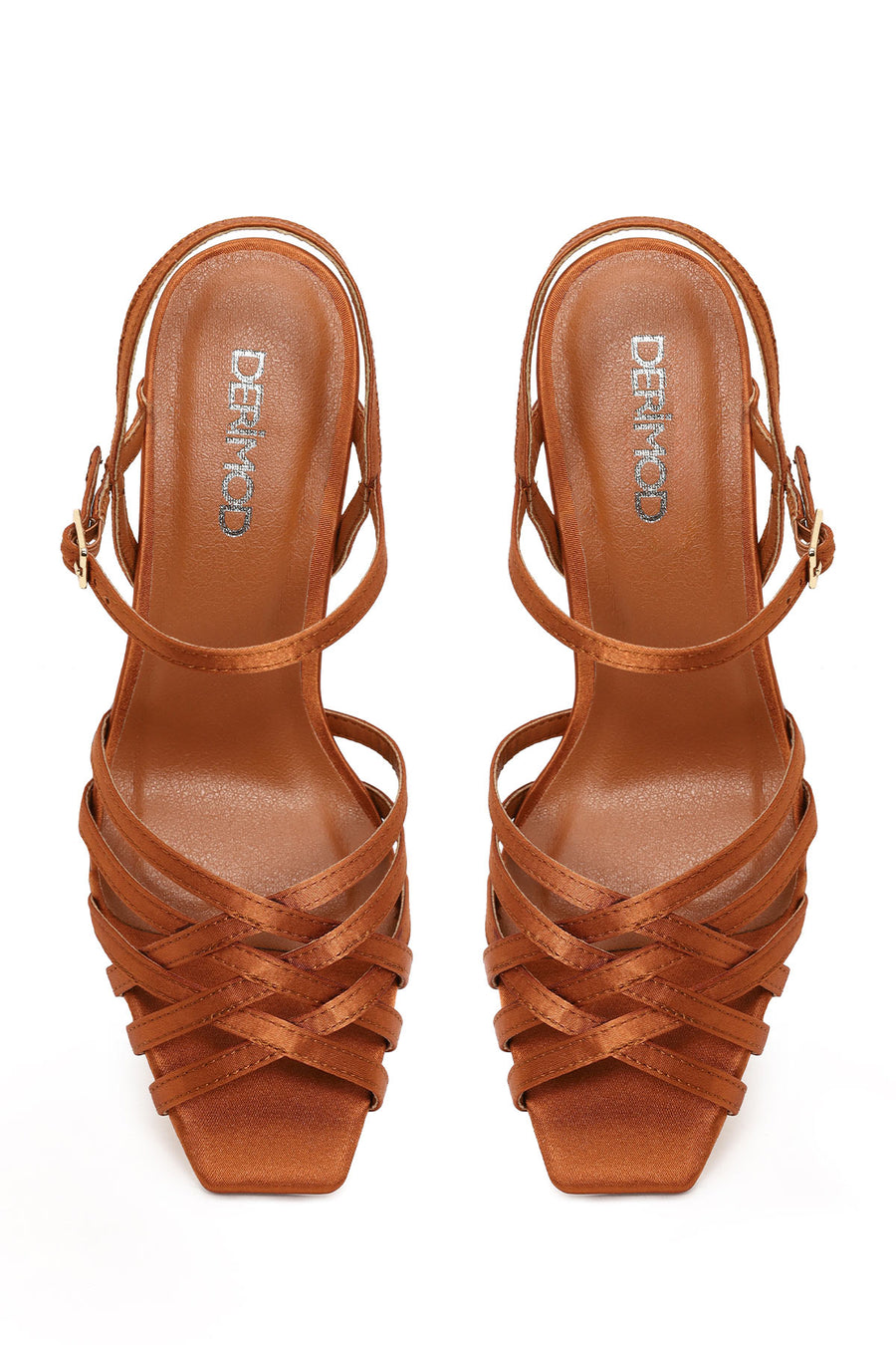 Woman Bronze Ankle-Buckle Thin-Heeled Sandal