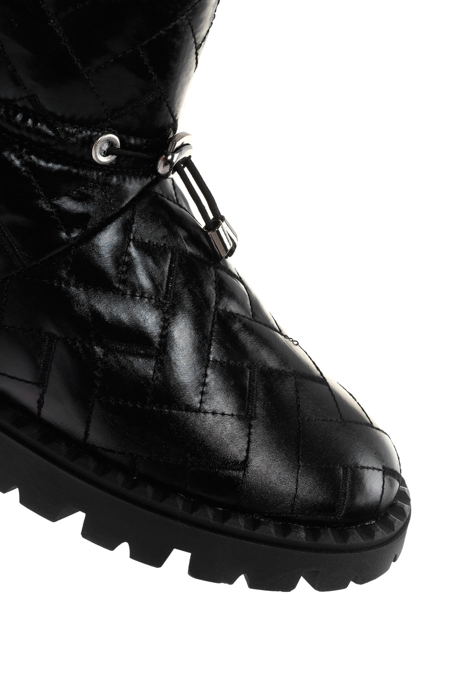 Women's Black Knitted Patterned Metallic Casual Boots
