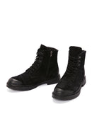 Men's Black Zippered Suede Leather Casual Boots | Derimod