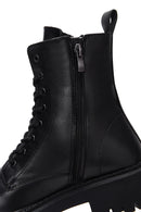 Women's Black Zippered Leather Boots | Derimod