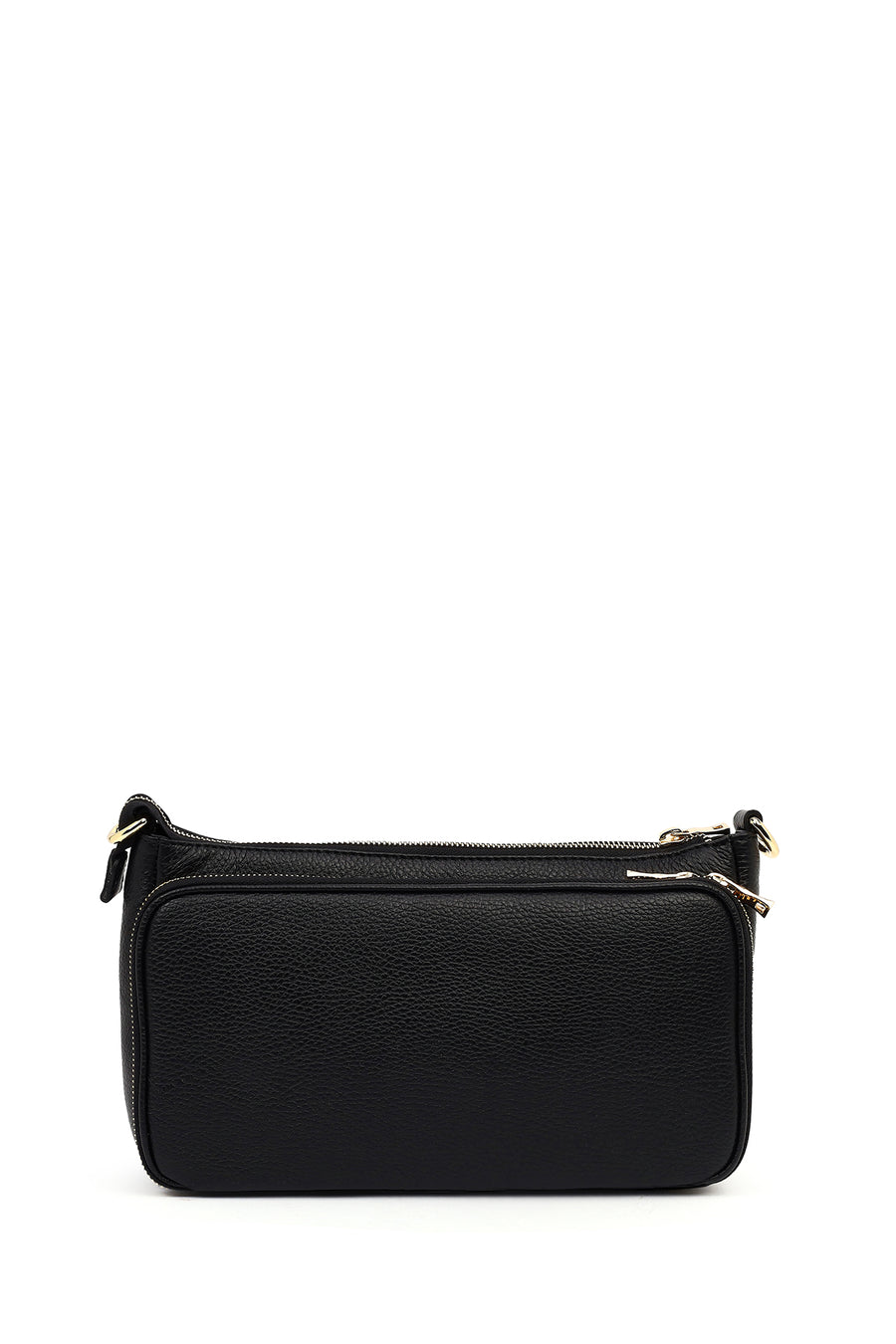 Woman Black Long-Strap Leather Shoulder Bag