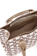 Women's Beige Long Strap Fabric Monogram Patterned Shoulder Bag | Derimod