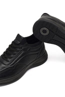 Erkek Siyah Bağcıklı Kalın Tabanlı Deri Casual Sneaker | Derimod