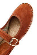 Women's Orange Strappy Suede Espadrilles | Derimod