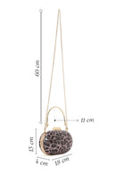 Women's Pink Leopard Pattern Long Strap Mini Clutch Evening Bag | Derimod