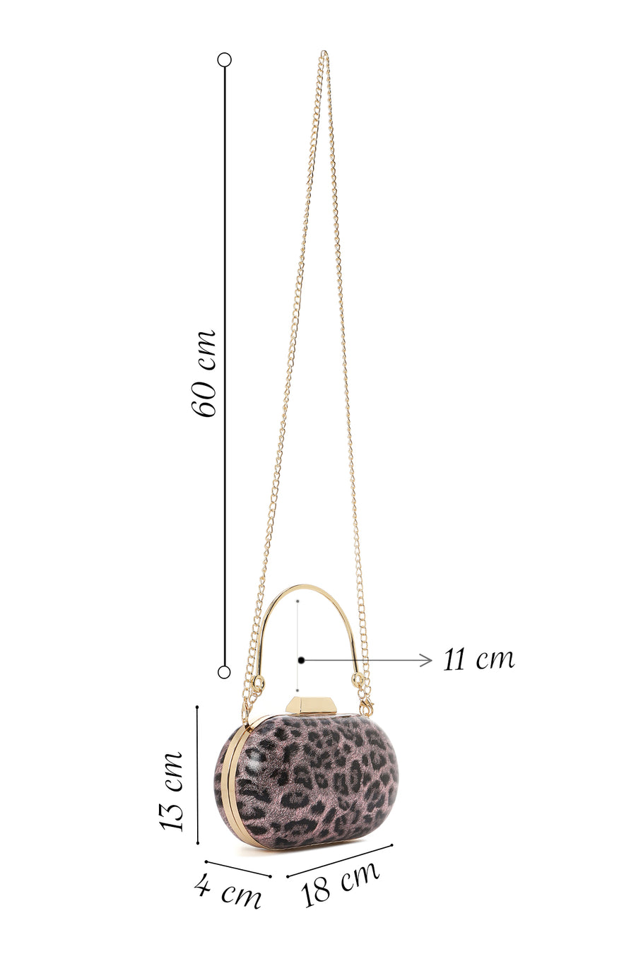 Women's Pink Leopard Pattern Long Strap Mini Clutch Evening Bag