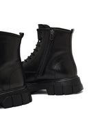 Men's Black Zippered Thick-Soled Leather Boots | Derimod