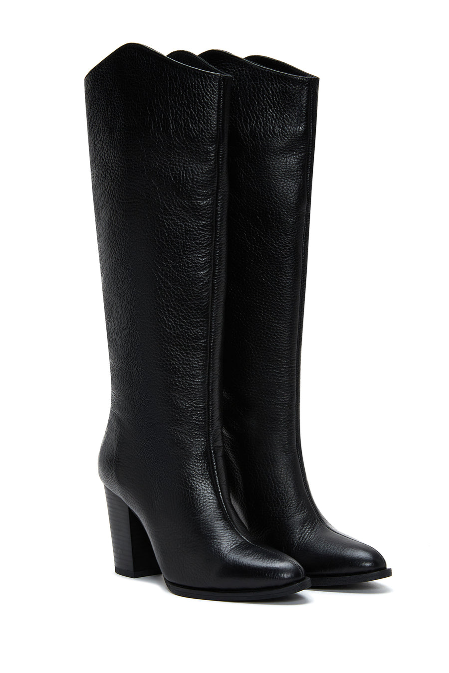 Women's Black Heeled Leather Boots