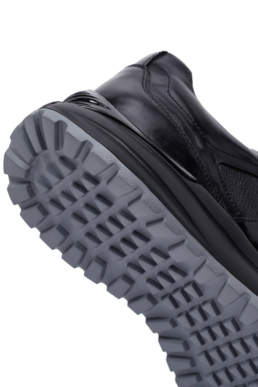 Erkek Siyah Bağcıklı Kalın Tabanlı Deri Casual Sneaker