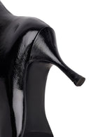 Woman Black Zip Closure Stiletto-Heel Patent Leather Leather Boots | Derimod
