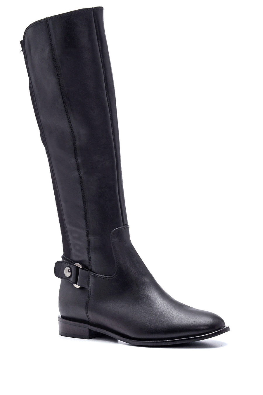 Women's Leather Buckle Detailed Boots