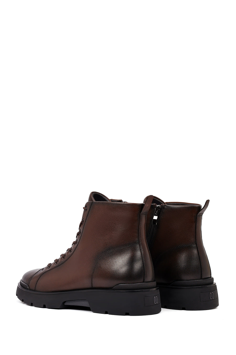 Male Brown Zip Closure Leather Casual Boots