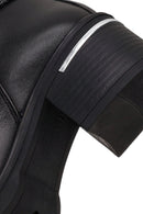Woman Black Zip Closure Chunky-heeled Leather Boots | Derimod
